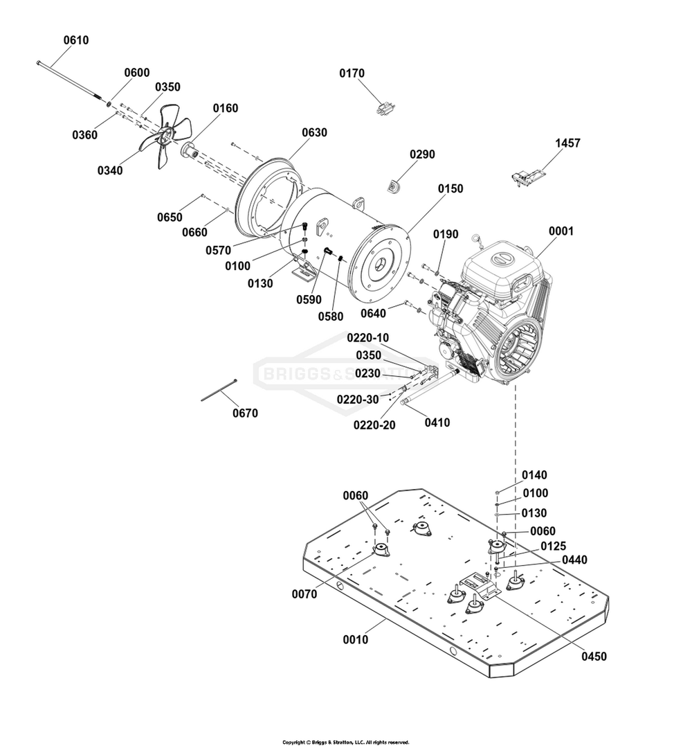 Power Group Diagram and Parts List for 040782-00  Briggs and Stratton Generator